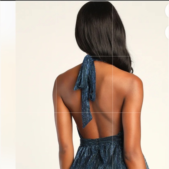 Lulu's Glowing Gorgeous Blue Multi Metallic Tiered Mini Dress Size L ( I - 4 ) - Picture 2 of 10